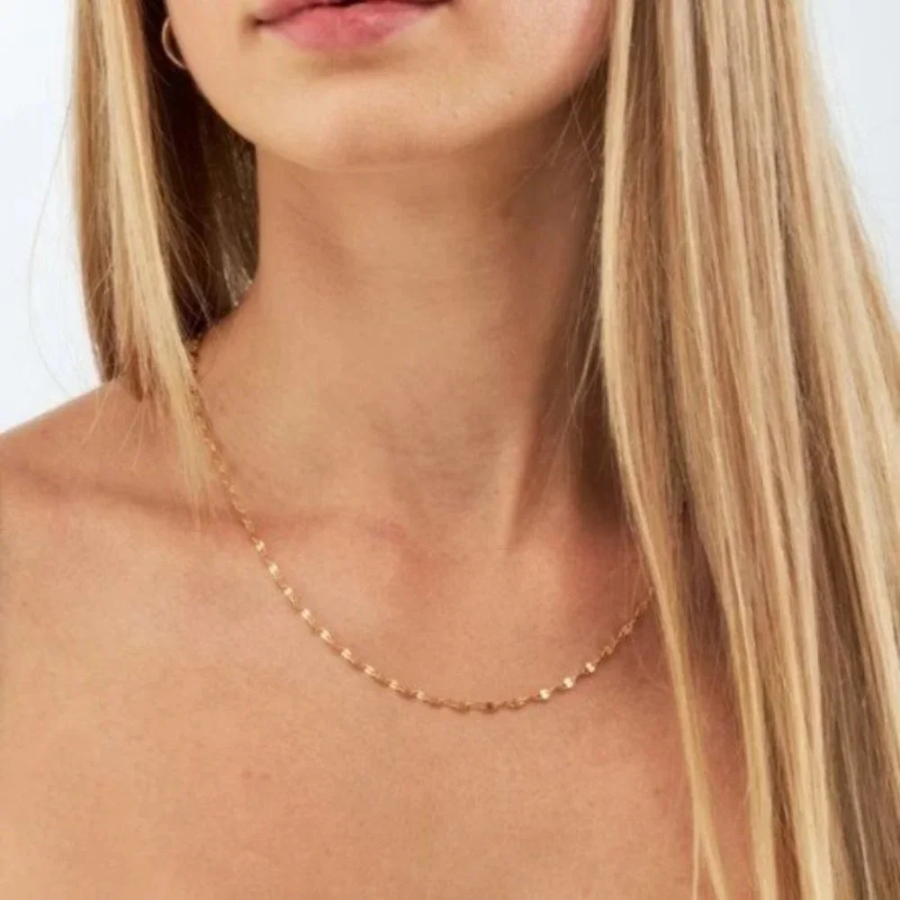 Dainty Gold Sparkle Chain Waterproof Sparkly Gold Necklace Layering Necklace - Picture 11 of 12